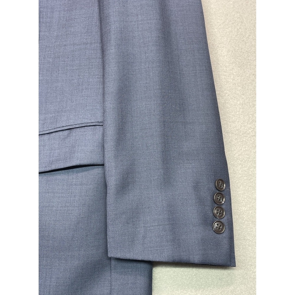 Jos A Bank Mens Traveler Suit 46R 40x27 Navy Blue Tailored Fit Wool 2 Piece Hymn - Picture 4 of 16